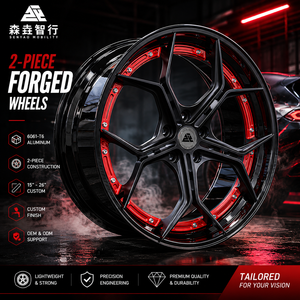 Senyao Forged |   Jantes modulaires 2 pièces en T6061-T6 forgé 10000T en rouge bonbon/noir |   Adaptation sur mesure 1:1 pour supercars d'élite 18-24 pouces - Product Image 1