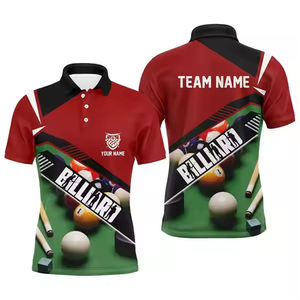 Broderie personnalisée OEM pour joueurs de billard sur t-shirts, 100% polyester tricoté, t-shirts amusants pour équipes de billard pour hommes, thème table de billard - Product Image 5