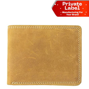 Cartera Bifold Corta de Cuero Genuino para Hombre, Estilo Clásico Vintage, Cartera de Cuero Vacuno Premium, Estilo Vintage Crazy Horse - Product Image 1