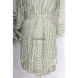 Robe longue 100 % coton pur, écologique, à imprimé floral, imprimée à la main, col en V, taille mini, chemise décontractée, vêtements d'été pour filles - Product Image 6