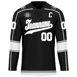 เสื้อฮอกกี้น้ำแข็งแบบตาข่ายคอวีสั่งทำ OEM ขายส่งจากผู้ผลิตในสหรัฐอเมริกา ชุดยูนิฟอร์มฮอกกี้ทีมแบบสั่งทำพิเศษ พิมพ์ลายแบบ Sublimation ปักลาย - Product Image 4