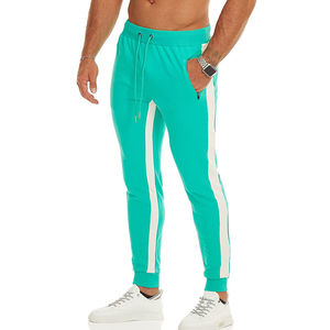 Custom Logo Men Tracksuit Pants Slim Fit Contrast <b>Side</b> Stripe Fleece Jogger Pants Wholesale Men's Sweatpants With <b>Zip</b> Pocket - Product Image 4