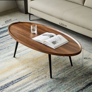 <b>Modern</b> Handmade Eco-Friendly Wood Top <b>Coffee</b> <b>Table</b> with <b>Black</b> Metal Legs for Living Room - Product Image 1