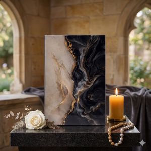 Black White Gold Marble Pattern Tablet <b>Memorial</b> Tribute Decor Panel for Funeral Tribute <b>Wall</b> Display - Product Image 5