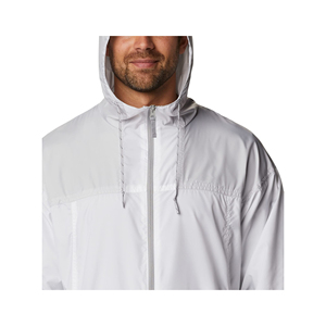 <b>Men's</b> <b>White</b> Hooded Canvas Windbreaker <b>Jacket</b> Stand Collar Lightweight Winter Outerwear Solid Front Logo Washed - Product Image 4