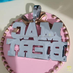 Pendentif lettre de luxe en moissanite et diamant « MAC BERT » avec chaîne cubaine, bijoux hip-hop, collier entièrement serti de pierres, cadeau - Product Image 4