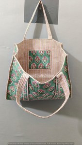 Bolsa de Mano de Algodón Ligera y Ecológica, Hecha a Mano con Estampado Indio, de Color Sólido, para Compras, para Mujer, Primavera, Todas las Temporadas - Product Image 2