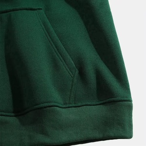 Men's Green Hooded Sweatshirt Regular Fit Cotton Fleece Casual Autumn Wear Pocket Design Knitted Solid Color - Product Image 4