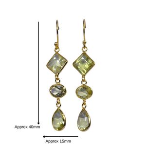 Joyería de Plata de Ley 925 Chapada en Oro para Bodas, Juego de Aretes con Gemas de Topacio Limón para Mujer - Product Image 1