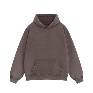 Sweat à capuche 100 % coton pour homme, uni, hiver, délavé à l'acide, personnalisable avec logo, OEM, léger, imperméable, anti-rétrécissement, faible déformation - Product Image 6