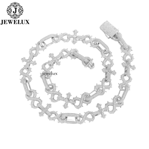 Premium Moissanite <b>Statement</b> <b>Necklace</b> 925 Silver Rhodium Plated Cross Link Chain Hip Hop Unisex Jewelry Indian Supplier - Product Image 1