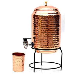 Distributeur d'eau en cuivre pur en gros avec robinet anti-fuite, réservoir en cuivre ayurvédique artisanal pour la maison, la cuisine et le stockage hôtelier - Product Image 2
