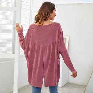 T-shirt personnalisé à manches longues et col en V pour femme, grande taille, collection printemps-automne, offre spéciale - Product Image 4