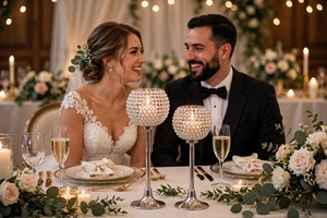 crystal ball candle holder silver wedding table centerpiece silver tall crystal tealight holder set bling wedding candle holder - Product Image 6