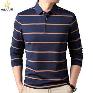 Camisas Polo de Manga Larga a Rayas con Botones para Hombre, Estilo Casual - Product Image 1