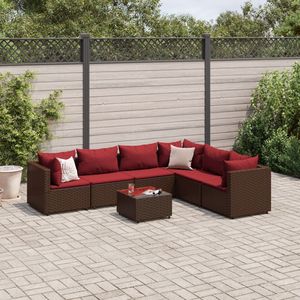 Ensemble de salon de jardin rouge cannelle pour jardin, couleur marron - Product Image 1