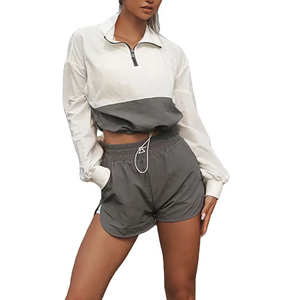 Hot Sale <b>Women's</b> 100% Nylon Embroidered Button Two Piece Short Tracksuit Set with Zip-Up Windbreaker <b>Jacket</b> Reasonable Price - Product Image 5