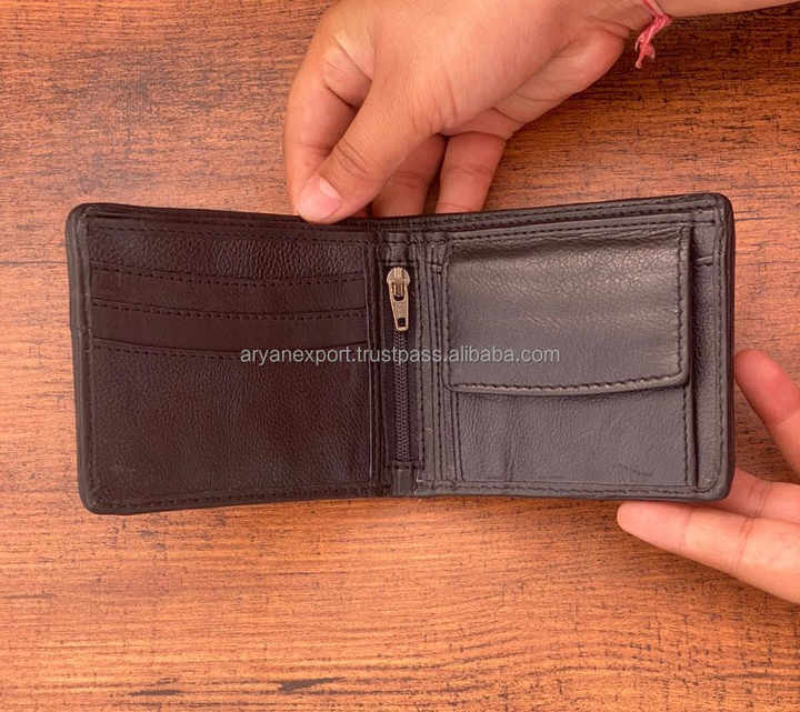 New Design Genuine Leather Luxury Wallet Hair on Metallic Cowhide Leather Men's Bi-fold Wallet Card Holder Cash Gift for Him