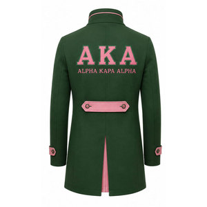 Alfa |   Chaqueta de carreras para mujer Aka Sorority, estilo universitario con letras, abrigo tipo biker con botones, ropa griega - Product Image 6