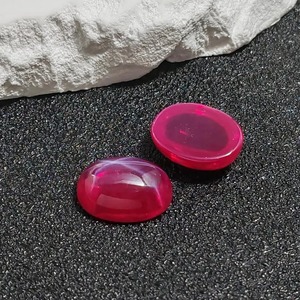 Rubis synthétique ovale cabochon, pierre lâche, rubis synthétique lisse et poli, dos plat, rouge, 5-8 carats, pour la fabrication de bijoux - Product Image 6