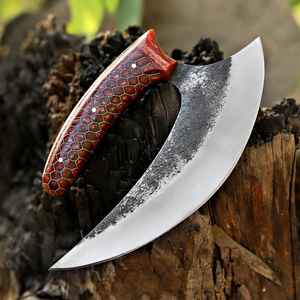 Cuchillo para Pizza de Grado Industrial OEM, Estilo Hacha Vikinga, Mango de Panal, Hecho a Mano, Cuchillo para Pizza Vikingo, Forjado a Mano Personalizado - Product Image 1