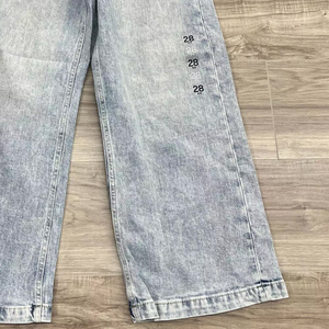 Pantalon en jean ample taille haute pour femme, coupe droite, style décontracté d'été, vente en gros - Product Image 6