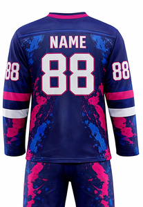 Uniformes de Hockey sobre Hielo Personalizados de Alta Calidad, 100% Poliéster, Suaves, para Práctica, Jersey y Pantalones, Venta al Por Mayor - Product Image 2