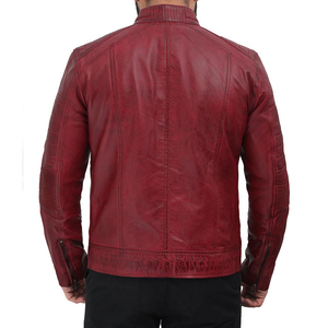 Made In Pakistan High Quality <b>Red</b> Pu Leather Men <b>Jackets</b> Solid Color Stand Collar Cheap Price Men's Leather <b>Jacket</b> - Product Image 4