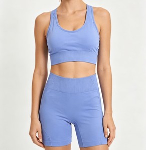 Women's Solid Yoga Wear Sets with Elastic Waist 2 Piece <b>Bra</b> and Short Pants for Fitness and Workout Breathable Fitness Wear - Product Image 5