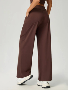 Pantalon d'été taille haute pour femme, coupe large, couleur unie, avec cordon de serrage, ample, longueur totale, décontracté, respirant, coupe-vent, séchage rapide - Product Image 3