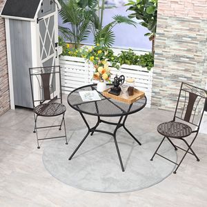 Tavolo da bistrot da esterno da 35 pollici con piano in rete metallica ad asciugatura rapida, stile caffè francese, pieghevole per spazi conversazionali in giardino - Product Image 2