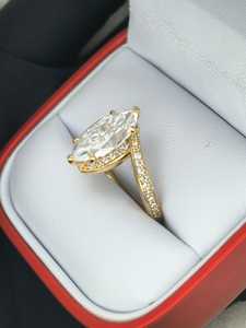 Customizable 14K 18K gold Set Simple <b>Love</b> Women's Wedding Marquise Ring labgrown diamond Engagement Anniversary - Product Image 2