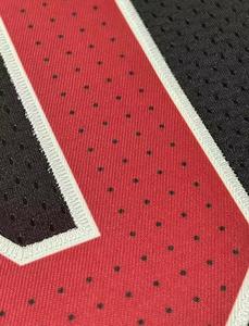 Jersey de Fútbol Americano Personalizado con Logotipo, Cuello en V, Rayas Azules y Rojas, Nombre del Equipo, Número, Uniforme Sublimado Transpirable Unisex para Adultos 100% - Product Image 5