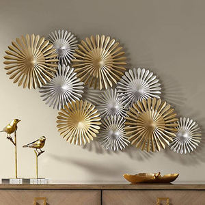 Artesanía Metálica Ligera de Plata y Oro para Pared, Hecha a Mano, de Alta Calidad, Fácil de Montar, Accesorios Metálicos Decorativos para Pared - Product Image 1