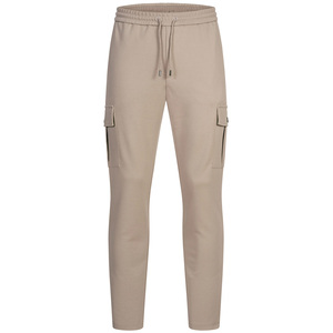 Pantalones Deportivos Beige para Hombre, Cintura Elástica con Cordón, Estilo Casual, Múltiples Bolsillos, Algodón de Peso Medio, para Otoño - Product Image 3