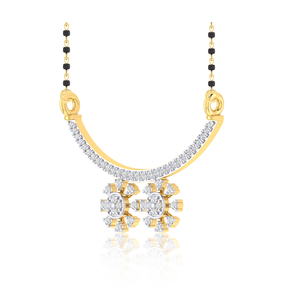 Élégant collier mangalsutra pour femme GLEAMORA ENTERPRISE plaqué or rose 18 carats or jaune, avec perles noires, certifié IGI, serti de pierres de laboratoire - Product Image 2