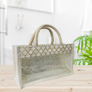 Cesto de tarro de vino con diseño de ventana de PVC transparente multiusos, cestos de yute para Diwali, almacenamiento para fiesta de boda y Navidad - Product Image 2