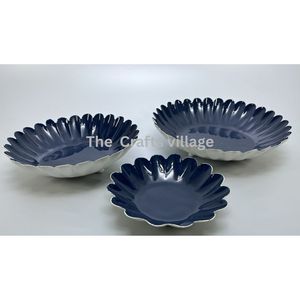 Elegant Blue Enamel Serving <b>Platter</b> Set Decorative Metal Dish for Home Tabletop Display Dining Serving Tray Wedding Party Center - Product Image 2
