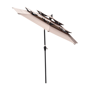 Parasol de terrasse extérieur 9 pieds à 3 niveaux avec manivelle, inclinaison et aérations anti-vent pour jardin, terrasse, cour, piscine, ombrage et piscine - Product Image 2