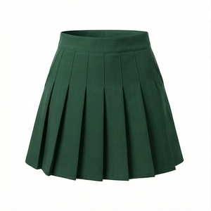 Jupe plissée mini pour femme, couleur unie, taille haute, respirante, en polyester, coupe classique, pour toutes les saisons - Product Image 1