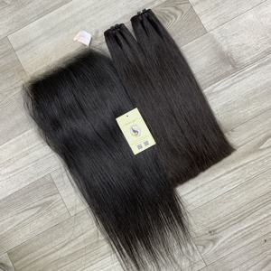 100% Cutículas de cabello vietnamita crudo alineadas mechones negros rectos naturales Swiss 5x5 6x6 HD cierre cabello humano de encaje - Product Image 2