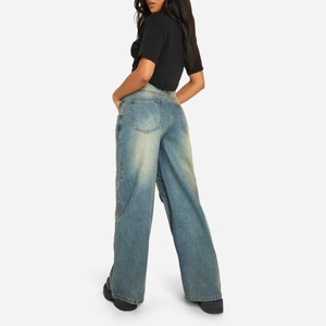 Pantalones Vaqueros Desgastados para Mujer, Pantalones de Mezclilla Rectos y Holgados, Lavado Medio, para Adultos - Product Image 3