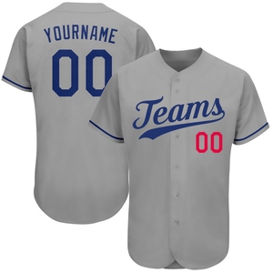 Vente en gros de maillots de baseball authentiques gris et rouge royal personnalisés OMMIZ INDUSTRY, best-sellers - Product Image 1