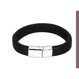 Fashion Handmade <b>Men's</b> Jewelry Calf Fur Leather Cord Bracelet Stainless Steel Leather Bracelet <b>for</b> <b>Man</b> - Product Image 3