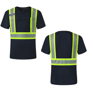 T-shirt de travail haute visibilité pour homme à manches courtes, design de gilet de sécurité réfléchissant, en polyester, chemise fluorescente - Product Image 4