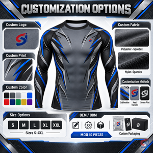 Rashguard BJJ en Titane avec Logo Personnalisé Ligne Wolf pour Hommes – Respirant, Compression, MMA, Jiu Jitsu, Tenue de Combat – Vente en Gros OEM Usine - Product Image 5