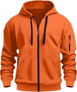 Sudadera con Capucha y Cierre para Hombre, Color Verde Oliva, Corte Regular, Estilo Casual, Color Sólido, Tela French Terry, Manga Larga, Diseño con Bolsillos, Otoño - Product Image 5