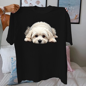 เสื้อยืดผู้หญิงผ้าฝ้ายแท้ลายสุนัขมอลตาใส่สบาย - Product Image 1
