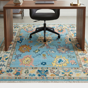Alfombra de Lana Anudada a Mano Multicolor de Primera Calidad, Diseño Clásico de Pelo Plano con Borde Floral Tradicional para Sala de Estar, Decoración del Hogar - Product Image 3