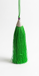Green <b>Bohemian</b> Tassel Decor With Silver Cap And Purple Bead For Indoor Home Decoration Living Room Use - Product Image 5